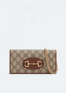 Кошелек GUCCI Horsebit 1955 chain wallet, коричневый