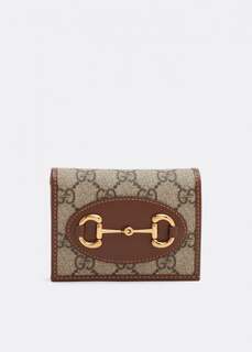 Кошелек GUCCI Horsebit 1955 card case wallet, коричневый