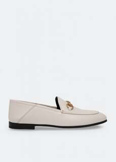 Лоферы GUCCI Horsebit leather loafers, белый