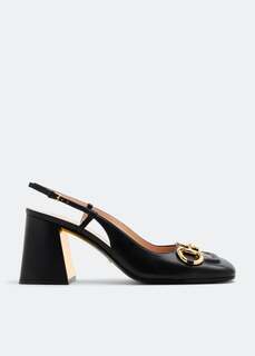 Туфли GUCCI Horsebit sling-back pumps, черный