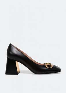 Туфли GUCCI Horsebit mid-heel pumps, черный