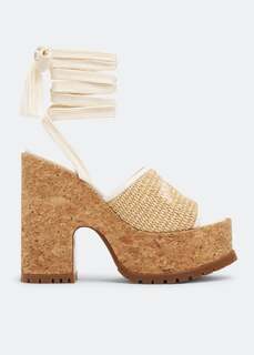 Сандалии JIMMY CHOO Gal wedge 130 sandals, бежевый