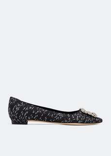 Балетки MANOLO BLAHNIK Hangisi jacquard flats, черный