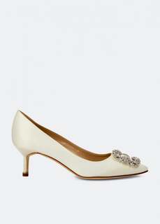 Атласные туфли MANOLO BLAHNIK Hangisi satin pumps, белый