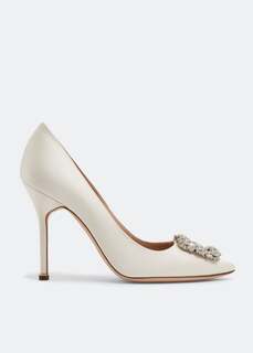 Атласные туфли MANOLO BLAHNIK Hangisi satin pumps, белый