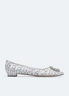 Балетки MANOLO BLAHNIK Hangisi jacquard flats, белый