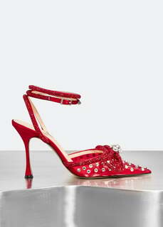 Туфли MACH AND MACH x Level Shoes Double crystal bow pumps, красный