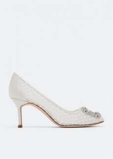 Туфли MANOLO BLAHNIK Hangisi lace pumps, белый