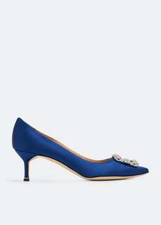 Атласные туфли MANOLO BLAHNIK Hangisi satin pumps, синий