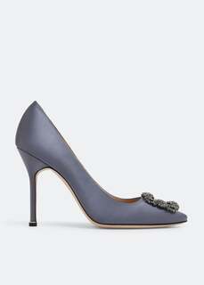 Атласные туфли MANOLO BLAHNIK Hangisi satin pumps, серый