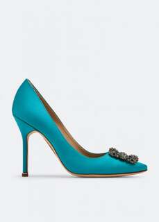 Атласные туфли MANOLO BLAHNIK Hangisi satin pumps, синий