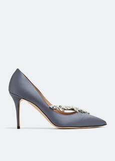 Атласные туфли MANOLO BLAHNIK Nadira satin pumps, серый