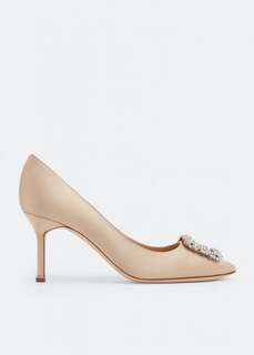 Атласные туфли MANOLO BLAHNIK Hangisi satin pumps, бежевый