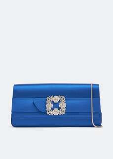 Клатч MANOLO BLAHNIK Gothisi satin clutch, синий