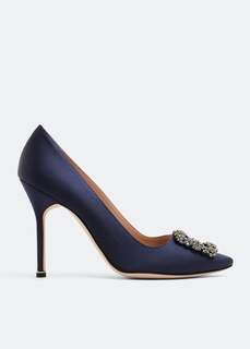 Атласные туфли MANOLO BLAHNIK Hangisi satin pumps, синий