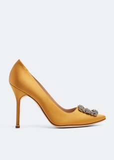 Атласные туфли MANOLO BLAHNIK Hangisi satin pumps, золотой