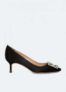 Атласные туфли MANOLO BLAHNIK Hangisi satin pumps, черный