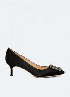 Атласные туфли MANOLO BLAHNIK Hangisi satin pumps, черный