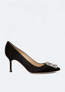 Атласные туфли MANOLO BLAHNIK Hangisi satin pumps, черный