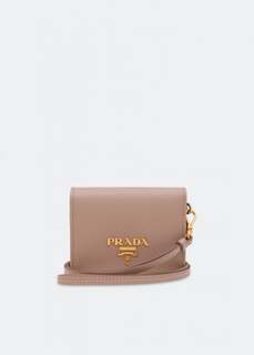 Кошелек PRADA Leather badge wallet, бежевый