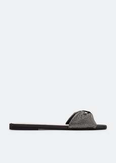 Сандалии NO.21 Crystal-embellished bow flat sandals, черный No21