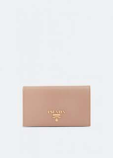 Кошелек PRADA Saffiano leather small wallet, бежевый