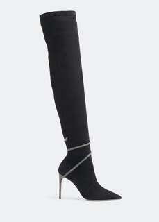 Ботинки RENÉ CAOVILLA Suede thigh-high boots, черный