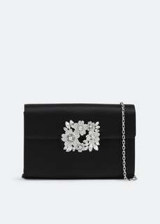 Сумка ROGER VIVIER RV Bouquet Strass Buckle mini flap bag, черный