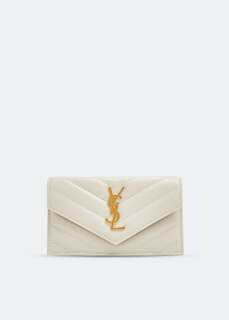 Картхолдер SAINT LAURENT Fragments zipped card case with flap, белый