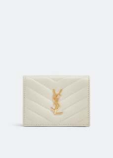 Картхолдер SAINT LAURENT Cassandre flap card case, белый