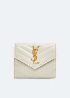 Кошелек SAINT LAURENT Monogram tri-fold wallet, белый