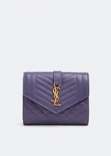 Кошелек SAINT LAURENT Monogramme compact trifold wallet, фиолетовый