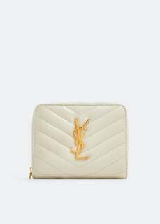 Кошелек SAINT LAURENT Monogramme compact zip wallet, белый
