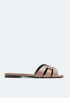 Сандалии SAINT LAURENT Tribute flat sandals, коричневый