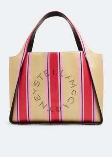 Сумка-тоут STELLA MCCARTNEY Logo striped tote bag, бежевый