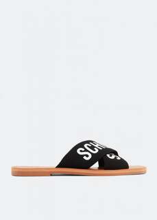 Сандалии SCHUTZ Logo flat sandals, черный