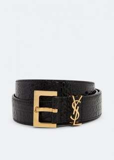 Ремень SAINT LAURENT Monogram belt, черный