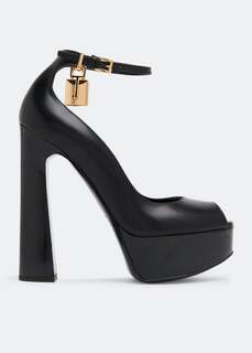 Туфли TOM FORD Peep toe platform pumps, черный