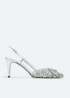 Туфли VALENTINO GARAVANI VLogo Signature sequin pumps, серебряный