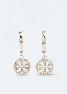 Серьги TORY BURCH Miller Pave hoop earrings, серебряный