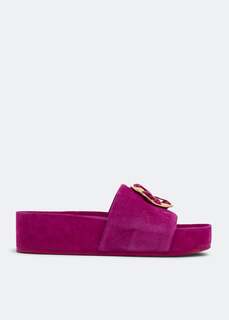 Сандалии TORY BURCH Woven double T sandals, розовый