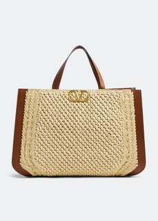 Сумка-тоут VALENTINO GARAVANI VLogo Signature raffia tote bag, бежевый