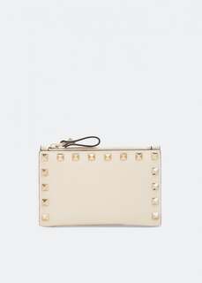 Картхолдер VALENTINO GARAVANI Rockstud coin purse card holder, бежевый