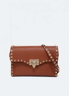 Сумка VALENTINO GARAVANI Rockstud shoulder bag, коричневый