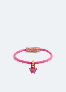 Браслет VERSACE Medusa crystal braided bracelet, розовый
