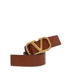 Ремень VALENTINO GARAVANI VLogo leather belt, коричневый