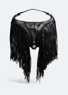 Сумка-хобо VERSACE Fringed Repeat hobo bag, черный