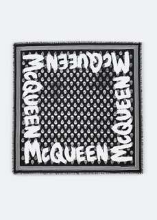 Шарф ALEXANDER MCQUEEN Graffiti Biker scarf, черный