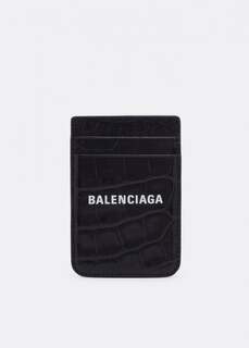 Картхолдер BALENCIAGA Cash magnet croc cardholder, черный