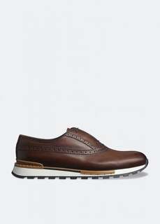 Кроссовки BERLUTI Fast Track leather sneakers, коричневый